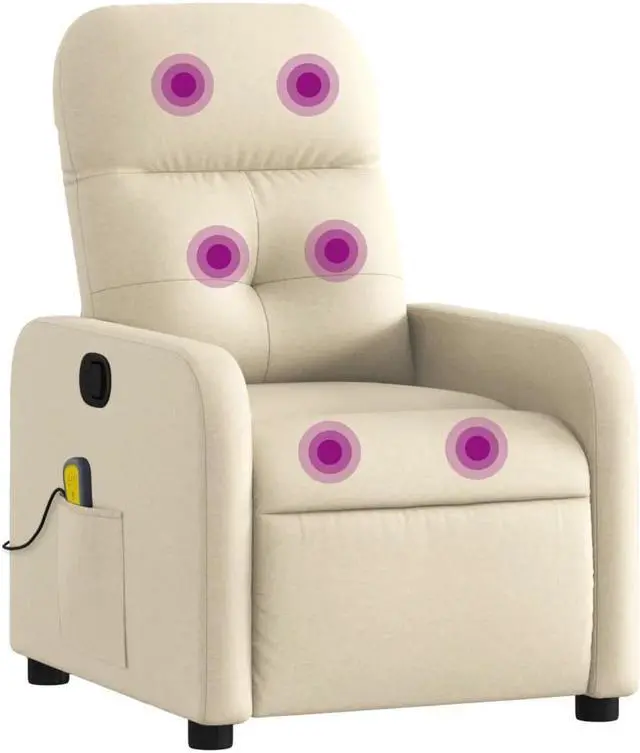 Alt view image 2 of 5 - vidaXL Massage Recliner Chair Adjustable Armchair Home Theater Cream Fabric