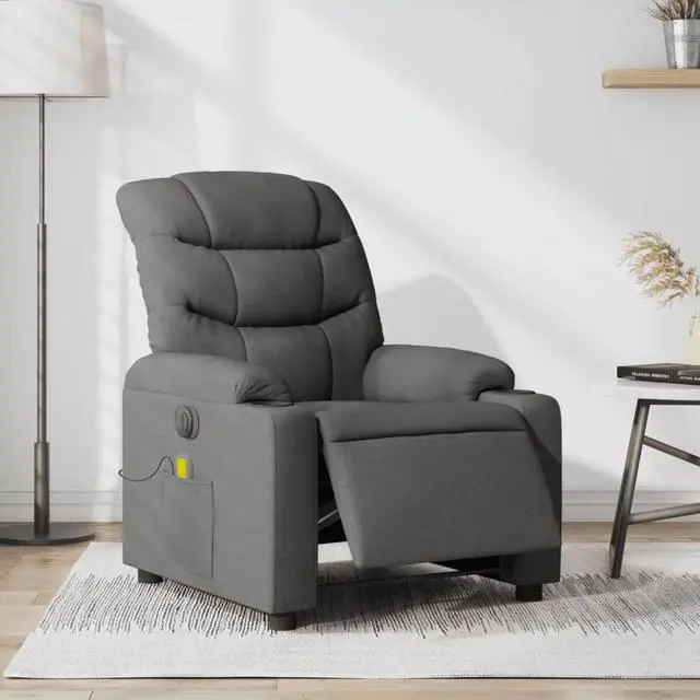 Main image of vidaXL Electric Massage Recliner Chair Wingback Armchair Dark Gray Fabric