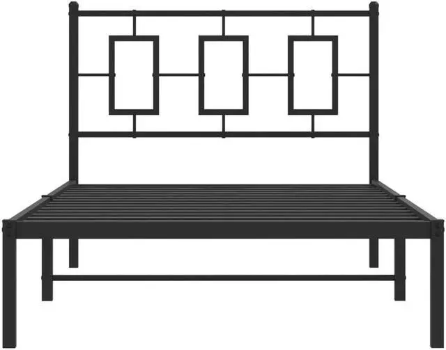Alt view image 3 of 6 - vidaXL Metal Bed Frame with Headboard Bedroom Furniture Black 39.4"x78.7"