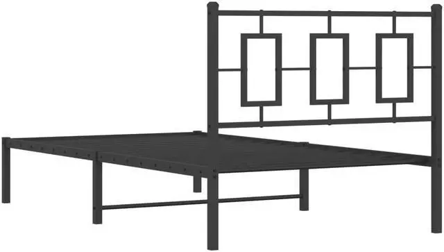 Alt view image 5 of 6 - vidaXL Metal Bed Frame with Headboard Bedroom Furniture Black 39.4"x78.7"