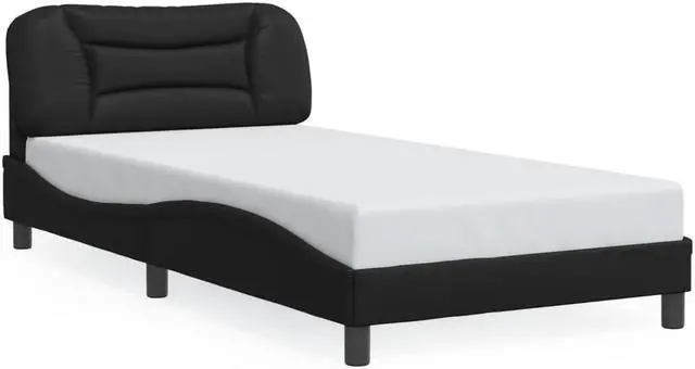 Alt view image 2 of 6 - vidaXL Bed Frame with Headboard Furniture Black 39.4"x74.8" Twin Faux Leather