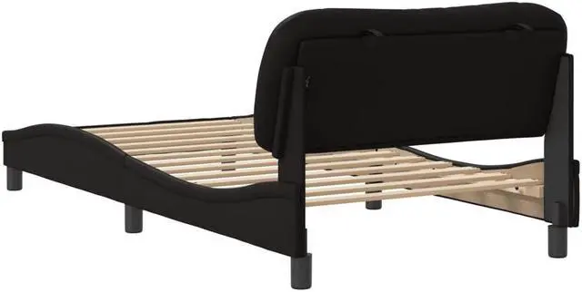 Alt view image 5 of 6 - vidaXL Bed Frame with Headboard Furniture Black 39.4"x74.8" Twin Faux Leather