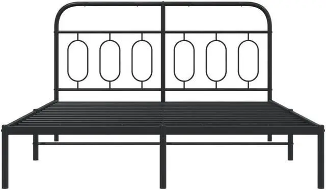 Alt view image 3 of 6 - vidaXL Metal Bed Frame with Headboard Bedroom Furniture Black 59.1"x78.7"