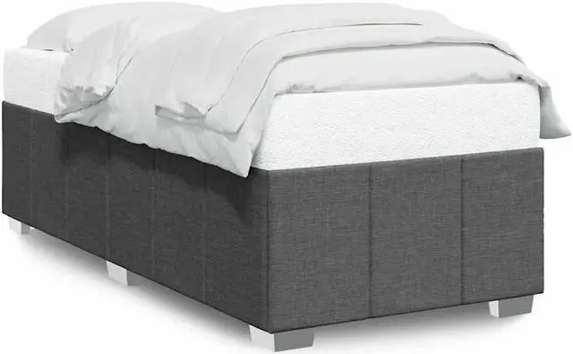 Alt view image 2 of 6 - vidaXL Bed Frame Upholstered Bedstead Mattress Base Dark Gray Twin XL Fabric