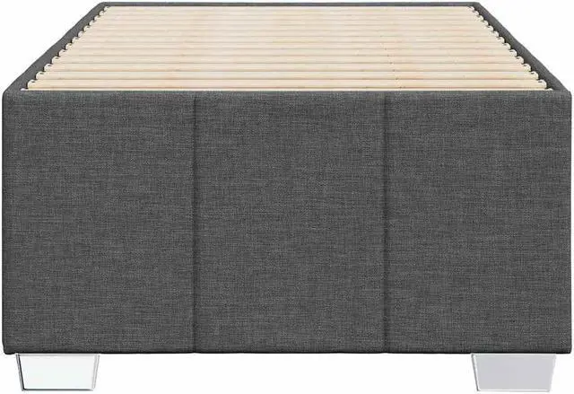 Alt view image 3 of 6 - vidaXL Bed Frame Upholstered Bedstead Mattress Base Dark Gray Twin XL Fabric