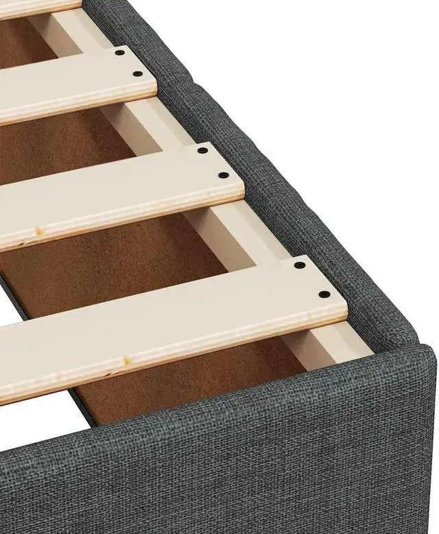 Alt view image 6 of 6 - vidaXL Bed Frame Upholstered Bedstead Mattress Base Dark Gray Twin XL Fabric