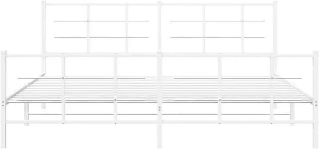 Alt view image 3 of 6 - vidaXL Metal Bed Frame with Headboard&Footboard Furniture White 76"x79.9" King
