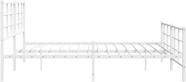 Alt view image 6 of 6 - vidaXL Metal Bed Frame with Headboard&Footboard Furniture White 76"x79.9" King