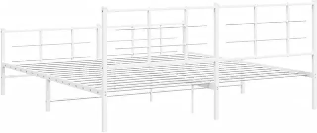 Alt view image 5 of 6 - vidaXL Metal Bed Frame with Headboard&Footboard Furniture White 76"x79.9" King