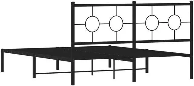 Alt view image 5 of 6 - vidaXL Metal Bed Frame with Headboard Platform Furniture Black 59.1"x78.7"