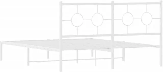 Alt view image 5 of 6 - vidaXL Metal Bed Frame with Headboard Base Bedroom Furniture White 59.1"x78.7"