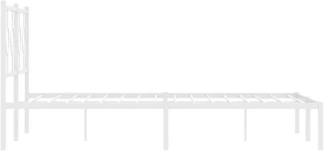 Alt view image 6 of 6 - vidaXL Metal Bed Frame with Headboard Base Bedroom Furniture White 59.1"x78.7"