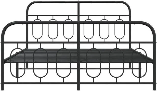 Alt view image 3 of 6 - vidaXL Metal Bed Frame with Headboard and Footboard Base Black 59.1"x78.7"