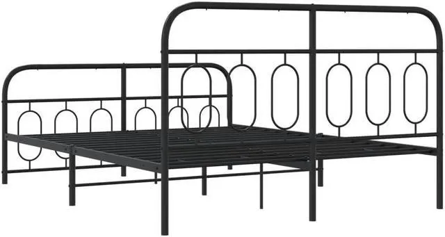 Alt view image 5 of 6 - vidaXL Metal Bed Frame with Headboard and Footboard Base Black 59.1"x78.7"