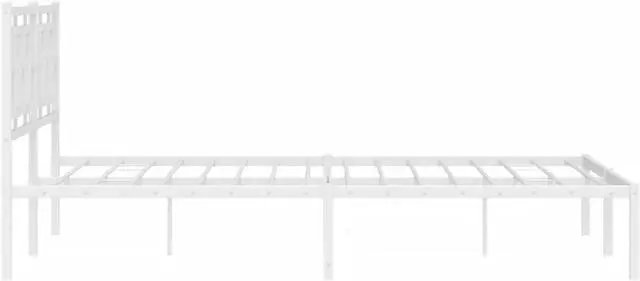 Alt view image 6 of 6 - vidaXL Metal Bed Frame with Headboard Bedroom Furniture White 59.1"x78.7"