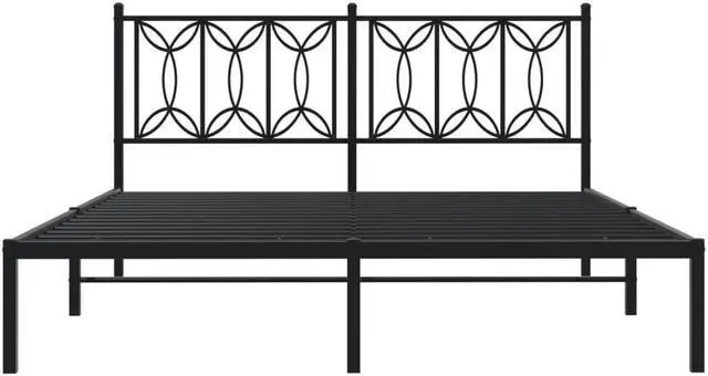 Alt view image 3 of 6 - vidaXL Metal Bed Frame with Headboard Bedroom Furniture Black 59.1"x78.7"