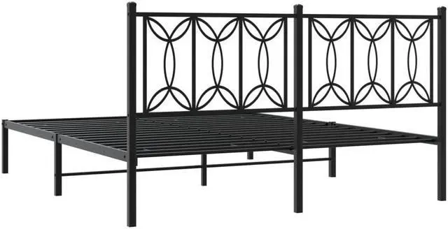 Alt view image 5 of 6 - vidaXL Metal Bed Frame with Headboard Bedroom Furniture Black 59.1"x78.7"