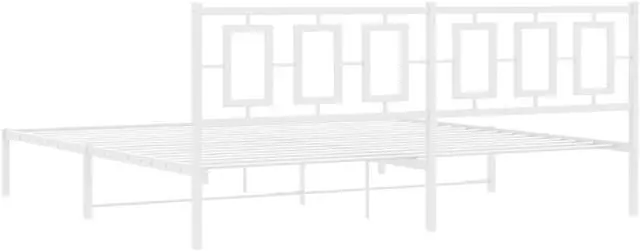 Alt view image 5 of 6 - vidaXL Metal Bed Frame with Headboard Bedroom Furniture White 76"x79.9" King