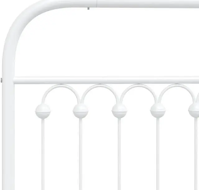 Alt view image 6 of 6 - vidaXL Metal Bed Frame with Headboard Bedroom Furniture White 59.1"x78.7"