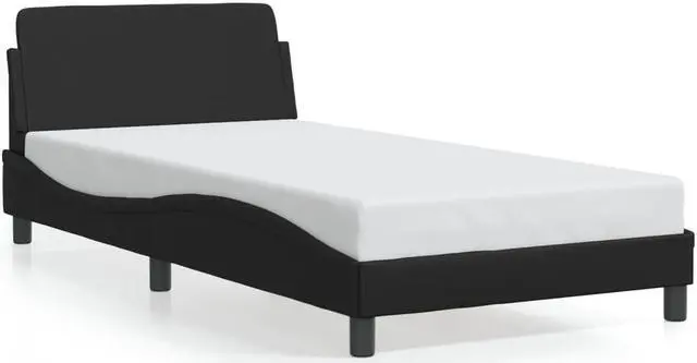 Alt view image 2 of 6 - vidaXL Bed Frame with Headboard Platform Black 39.4"x74.8" Twin Faux Leather