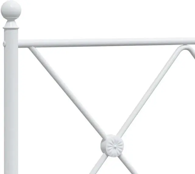 Alt view image 6 of 6 - vidaXL Metal Bed Frame with Headboard Bedroom Furniture White 39.4"x78.7"