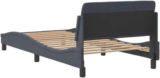 Alt view image 5 of 6 - vidaXL Bed Frame with Headboard Platform Dark Gray 39.4"x74.8" Twin Velvet