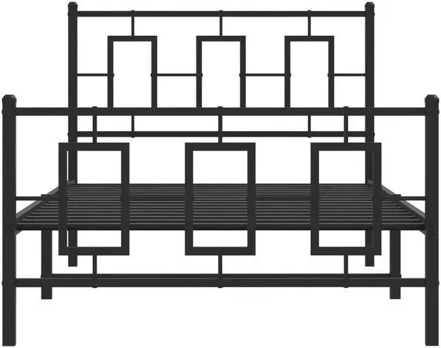 Alt view image 3 of 6 - vidaXL Metal Bed Frame with Headboard and Footboard Bedroom Black 39.4"x78.7"