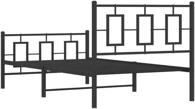 Alt view image 5 of 6 - vidaXL Metal Bed Frame with Headboard and Footboard Bedroom Black 39.4"x78.7"