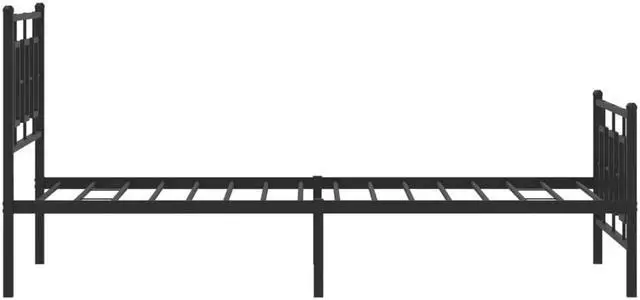 Alt view image 6 of 6 - vidaXL Metal Bed Frame with Headboard and Footboard Bedroom Black 39.4"x78.7"