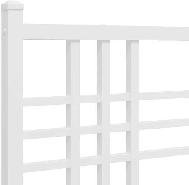 Alt view image 6 of 6 - vidaXL Metal Bed Frame with Headboard Bedroom Furniture White 39.4"x78.7"