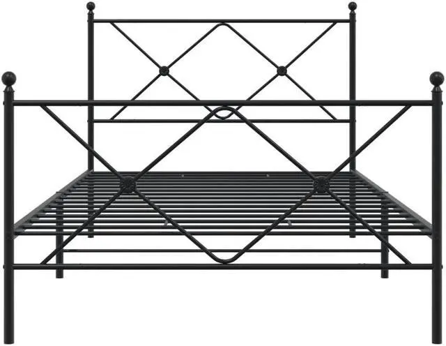 Alt view image 3 of 6 - vidaXL Metal Bed Frame with Headboard and Footboard Furniture Black 39.4"x78.7"
