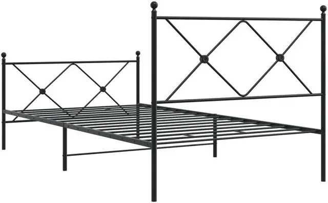 Alt view image 5 of 6 - vidaXL Metal Bed Frame with Headboard and Footboard Furniture Black 39.4"x78.7"