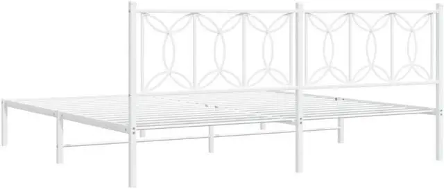 Alt view image 5 of 6 - vidaXL Metal Bed Frame with Headboard Bedroom Furniture White 76"x79.9" King