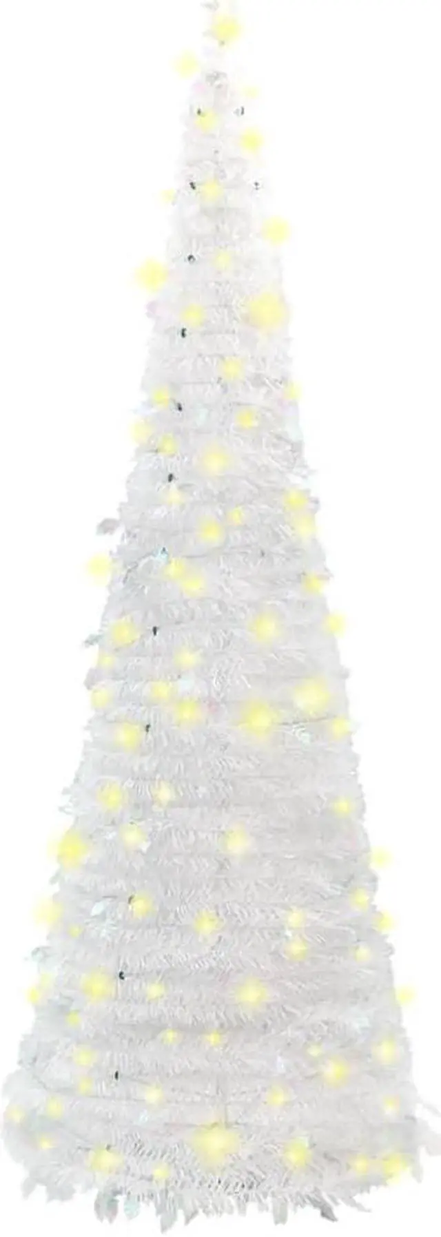 Alt view image 7 of 7 - vidaXL Christmas Tree Artificial Christmas Tree with Stand Pop-up 100 LEDs White