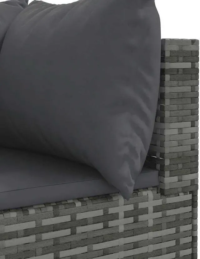 Alt view image 5 of 6 - vidaXL Patio Lounge Set with Cushions Sectional Sofa 5 Piece Gray Poly Rattan