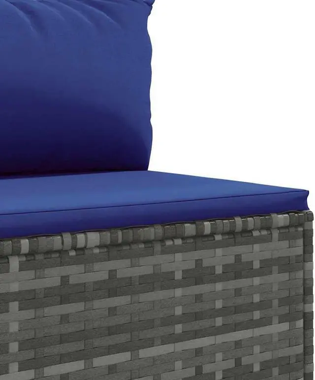 Alt view image 5 of 5 - vidaXL Patio Lounge Set with Cushions Sectional Sofa 6 Piece Gray Poly Rattan
