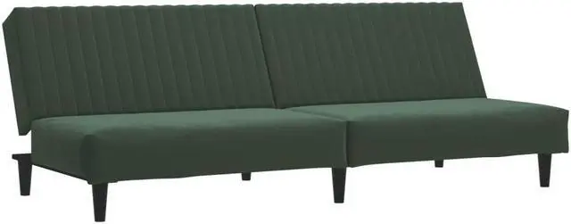 Alt view image 3 of 7 - vidaXL 2-Seater Sofa Bed Accent Upholstered Loveseat Couch Dark Green Velvet