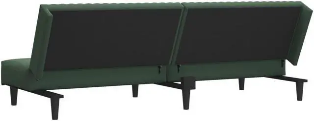 Alt view image 5 of 7 - vidaXL 2-Seater Sofa Bed Accent Upholstered Loveseat Couch Dark Green Velvet