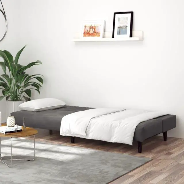 Alt view image 2 of 7 - vidaXL 2-Seater Sofa Bed Accent Upholstered Loveseat Couch Dark Gray Velvet