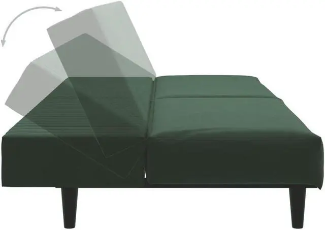 Alt view image 7 of 7 - vidaXL 2-Seater Sofa Bed Accent Upholstered Loveseat Couch Dark Green Velvet