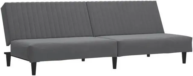 Alt view image 3 of 7 - vidaXL 2-Seater Sofa Bed Accent Upholstered Loveseat Couch Dark Gray Velvet