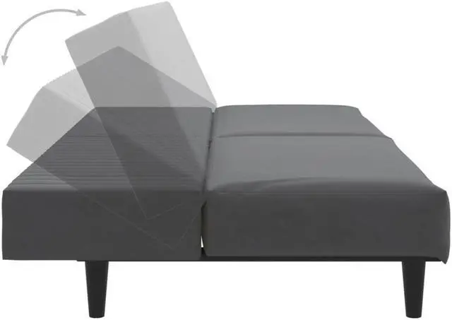 Alt view image 7 of 7 - vidaXL 2-Seater Sofa Bed Accent Upholstered Loveseat Couch Dark Gray Velvet