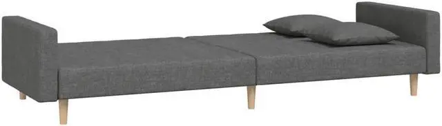 Alt view image 6 of 7 - vidaXL 2-Seater Sofa Bed with Two Pillows Accent Loveseat Couch Dark Gray Fabric