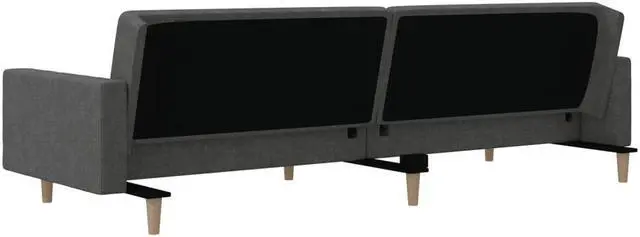 Alt view image 5 of 7 - vidaXL 2-Seater Sofa Bed with Two Pillows Accent Loveseat Couch Dark Gray Fabric