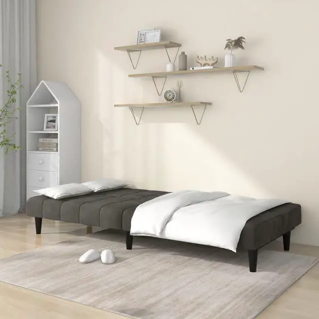 Alt view image 2 of 7 - vidaXL 2-Seater Sofa Bed Accent Upholstered Loveseat Couch Dark Gray Velvet