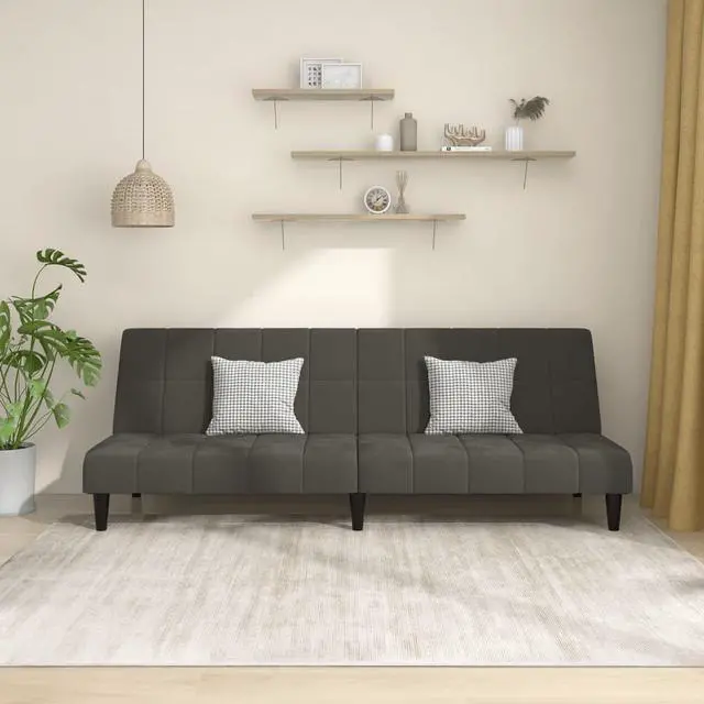 Main image of vidaXL 2-Seater Sofa Bed Accent Upholstered Loveseat Couch Dark Gray Velvet