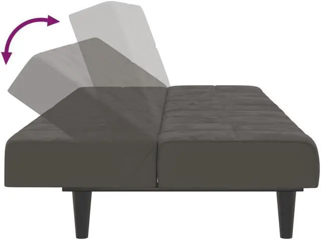 Alt view image 7 of 7 - vidaXL 2-Seater Sofa Bed Accent Upholstered Loveseat Couch Dark Gray Velvet