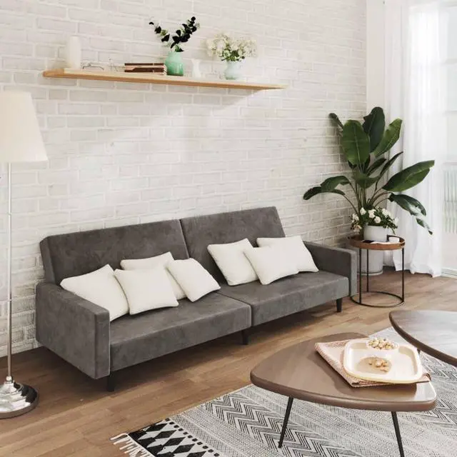 Main image of vidaXL 2-Seater Sofa Bed Accent Upholstered Loveseat Couch Dark Gray Velvet