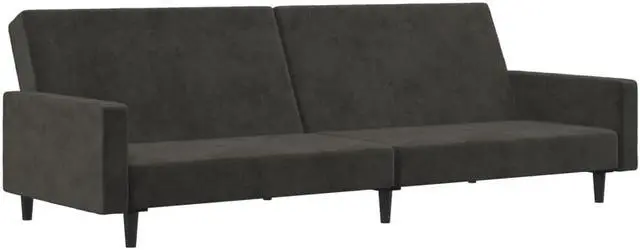 Alt view image 3 of 7 - vidaXL 2-Seater Sofa Bed Accent Upholstered Loveseat Couch Dark Gray Velvet