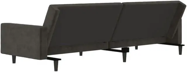 Alt view image 5 of 7 - vidaXL 2-Seater Sofa Bed Accent Upholstered Loveseat Couch Dark Gray Velvet